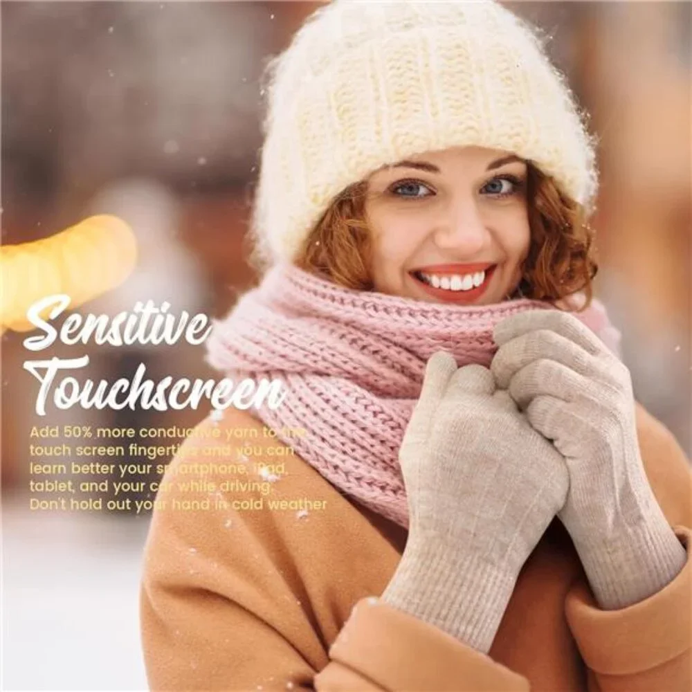 2 Pairs Winter Gloves Women Men Cold Weather Valentines
